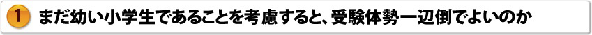 まだ幼い小学生であることを考慮すると、受験体制一辺倒でよいのか　”