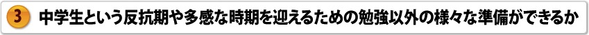 中学生という反抗期や多感な時期を迎えるための勉強以外のさまざまな準備ができるか