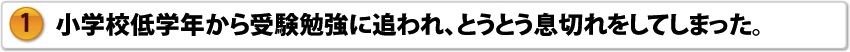小学校低学年から受験勉強に追われ、息切れをしてしまった。